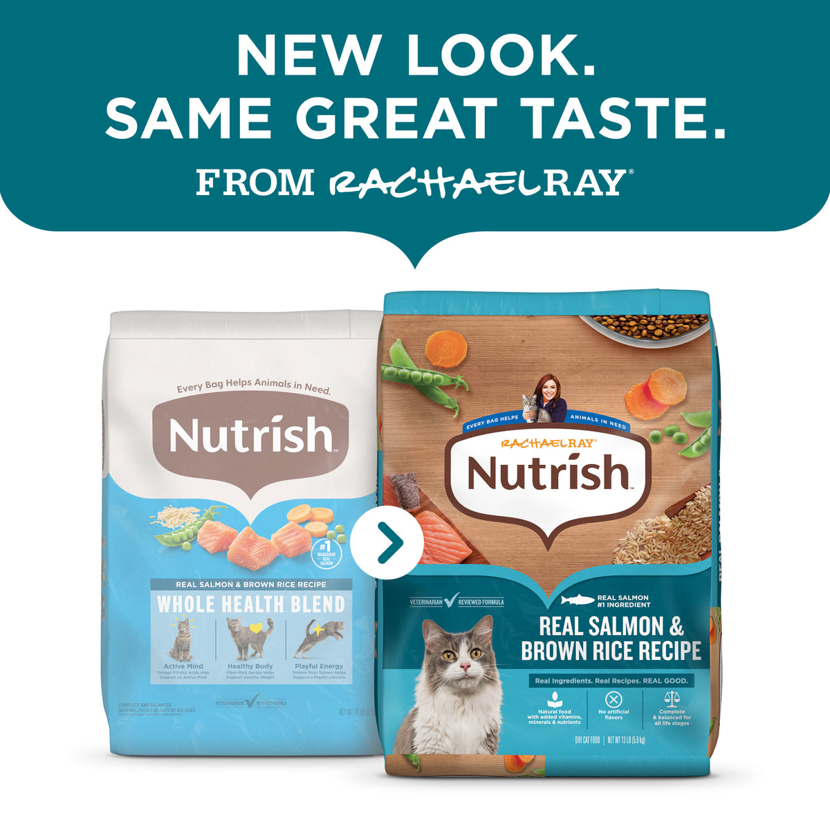 Rachael Ray Nutrish Dry Cat Food Real Salmon & Brown Rice Recipe, 5 lb. — product image 2