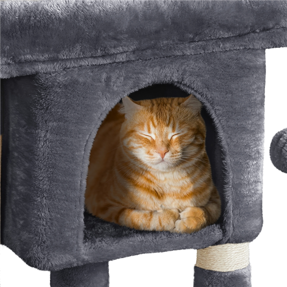 Renwick 23in 2-Level Cat Tree Condo with Scratch Posts, Dark Gray — product image 7