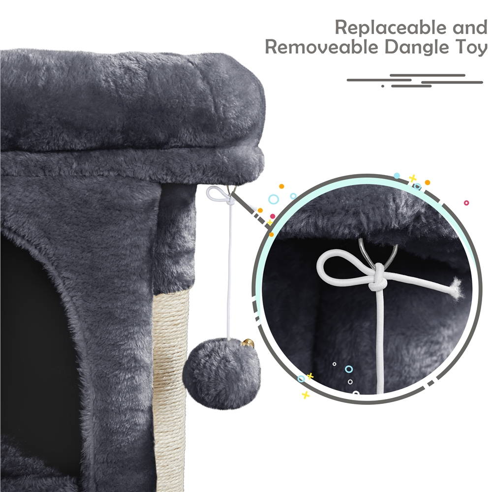 Renwick 23in 2-Level Cat Tree Condo with Scratch Posts, Dark Gray — product image 8
