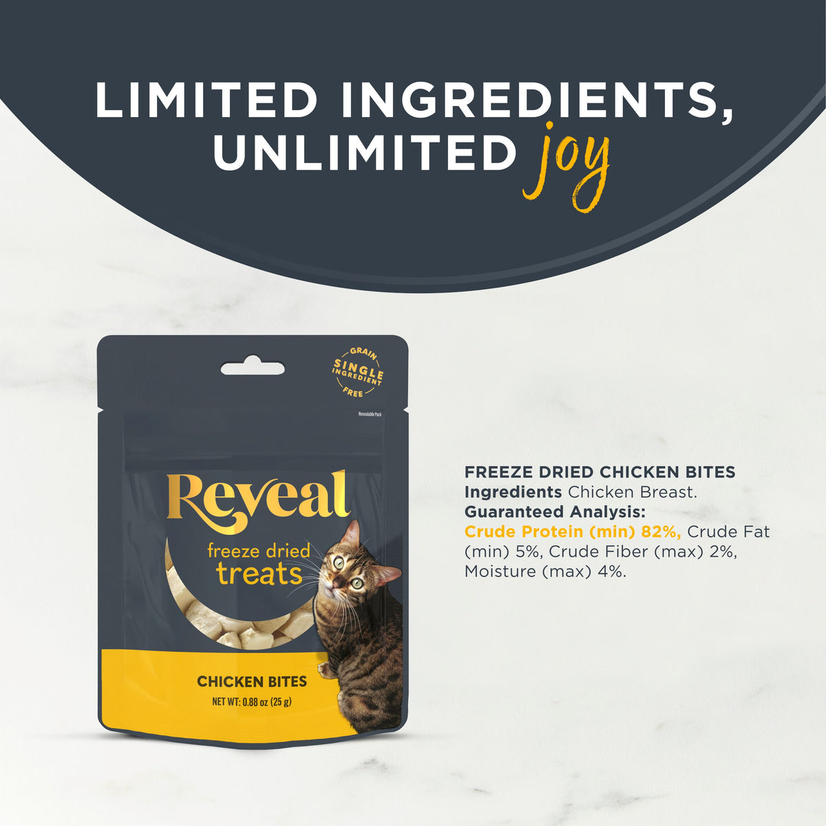 Reveal Pet Food Natural Cat Treats Chicken Freeze Dried 0.88oz Bag — product image 2