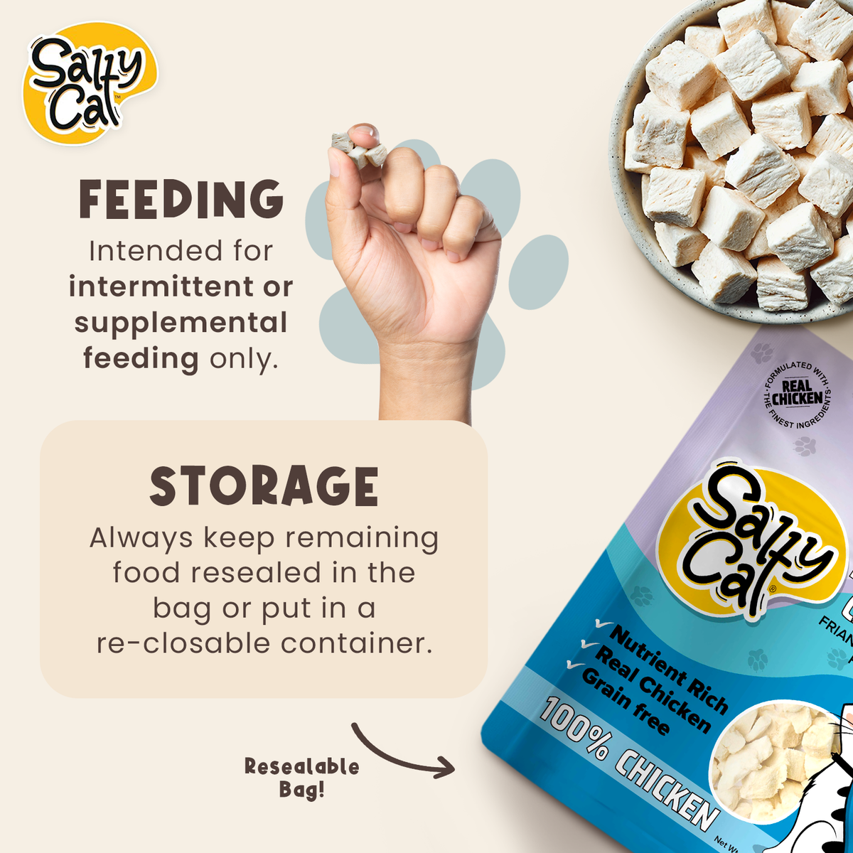 Salty Cat Freeze-Dried Chicken Flavor Crunchy Treats for Cats, 10g Bag — product image 5