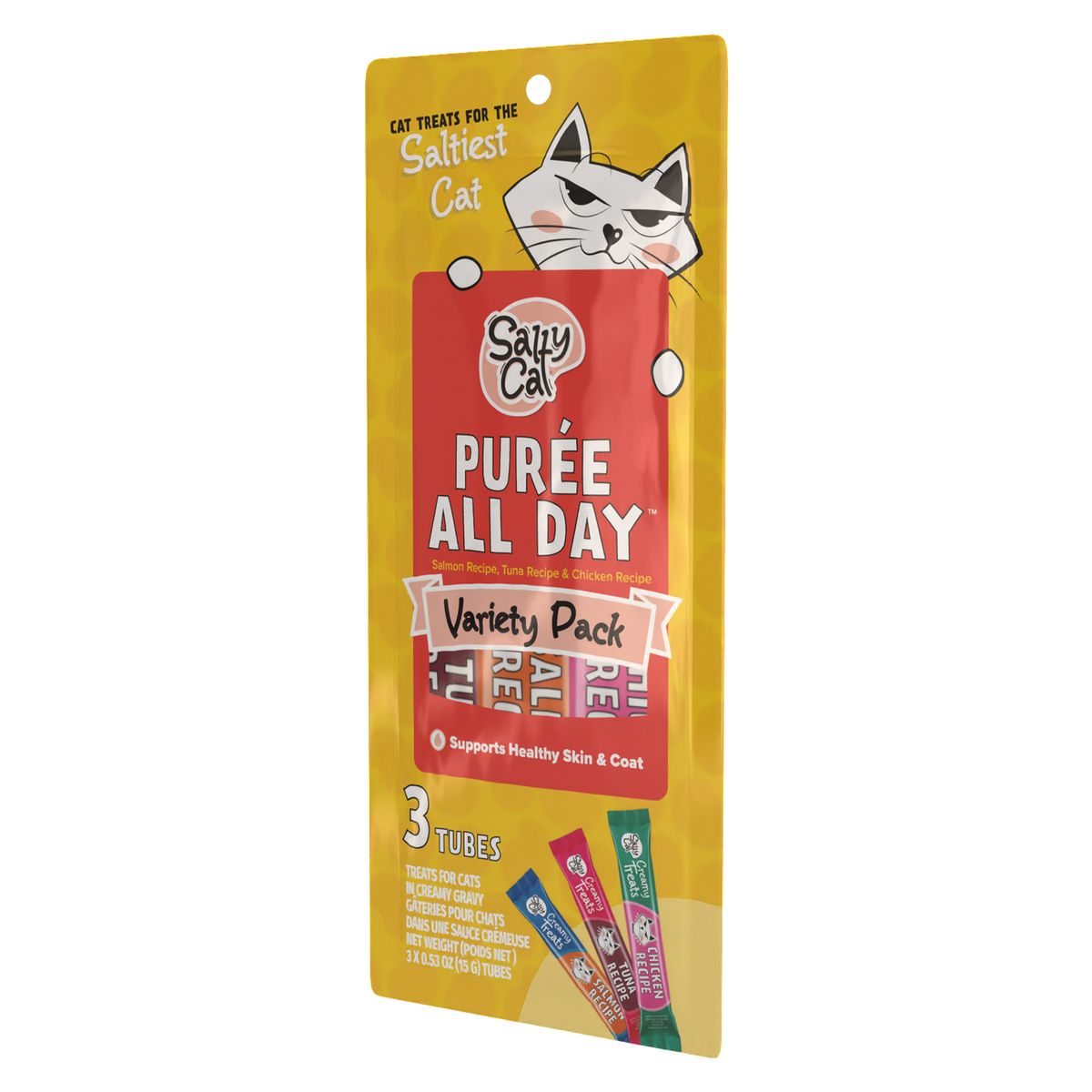Salty Cat Purée All Day Everyday Tube Treat - Variety Pack - 3 Pack (pouch) — product image 2