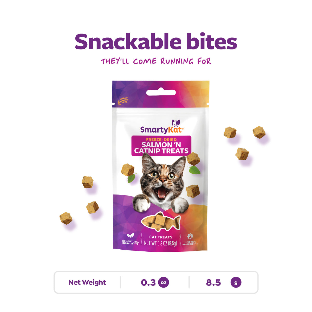 SmartyKat Freeze Dried Real Salmon & Catnip Crunchy Cube Treats for Cats, 0.3 oz Bag — product image 8