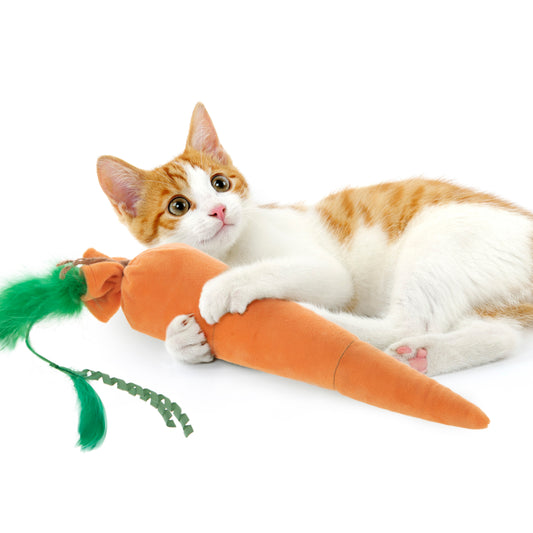SmartyKat Kolossal Karrot Soft Plush Catnip Kicker Cat Toy Filled with Pure & Potent Catnip