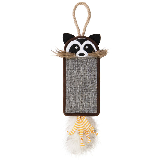 SmartyKat Rowdy Rascal Hanging and Floor Carpet Cat Scratcher and Plush Sound Cat Toy