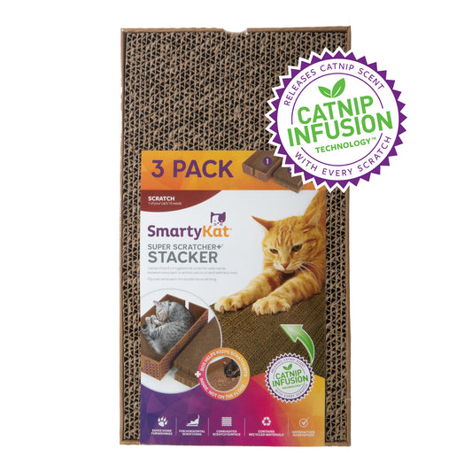 SmartyKat SuperScratcher+ Stacker Catnip-Infused Cardboard Corrugate Cat Scratcher Lounger
