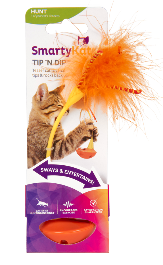 SmartyKat Tip ‘N Dip – Interactive Cat Toy with Feathers and Wobble Action, Orange — product image 9