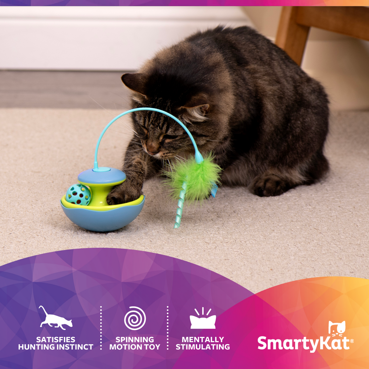 SmartyKat Track Tizzy Motion Cat Toy –Electronic Interactive Pet Toy, Blue — product image 3