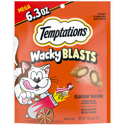 Temptations Cat Treats Wacky Blasts, Cluckin’ Bacon Flavor, 6.3 oz. Pouch (10 pack)