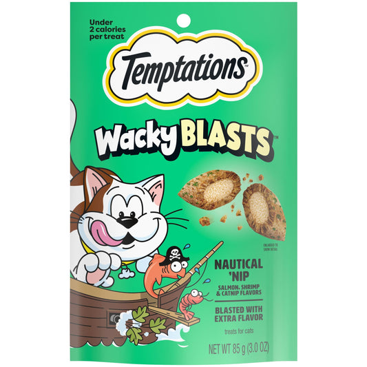 Temptations Cat Treats Wacky Blasts, Nautical ‘Nip Flavor, 3 oz. Pouch (12 pack)