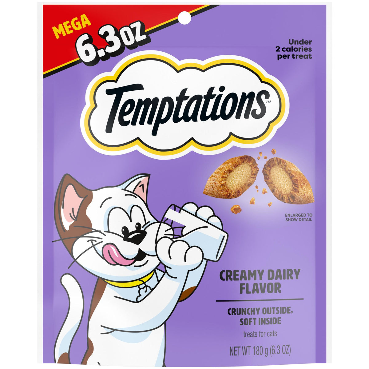 Temptations Classic Creamy Dairy Flavor Crunchy And Soft Treats For Cats, 6.3 Oz Pouch