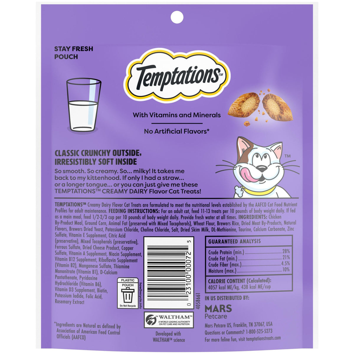 Temptations Classic Creamy Dairy Flavor Crunchy And Soft Treats For Cats, 6.3 Oz Pouch — product image 2