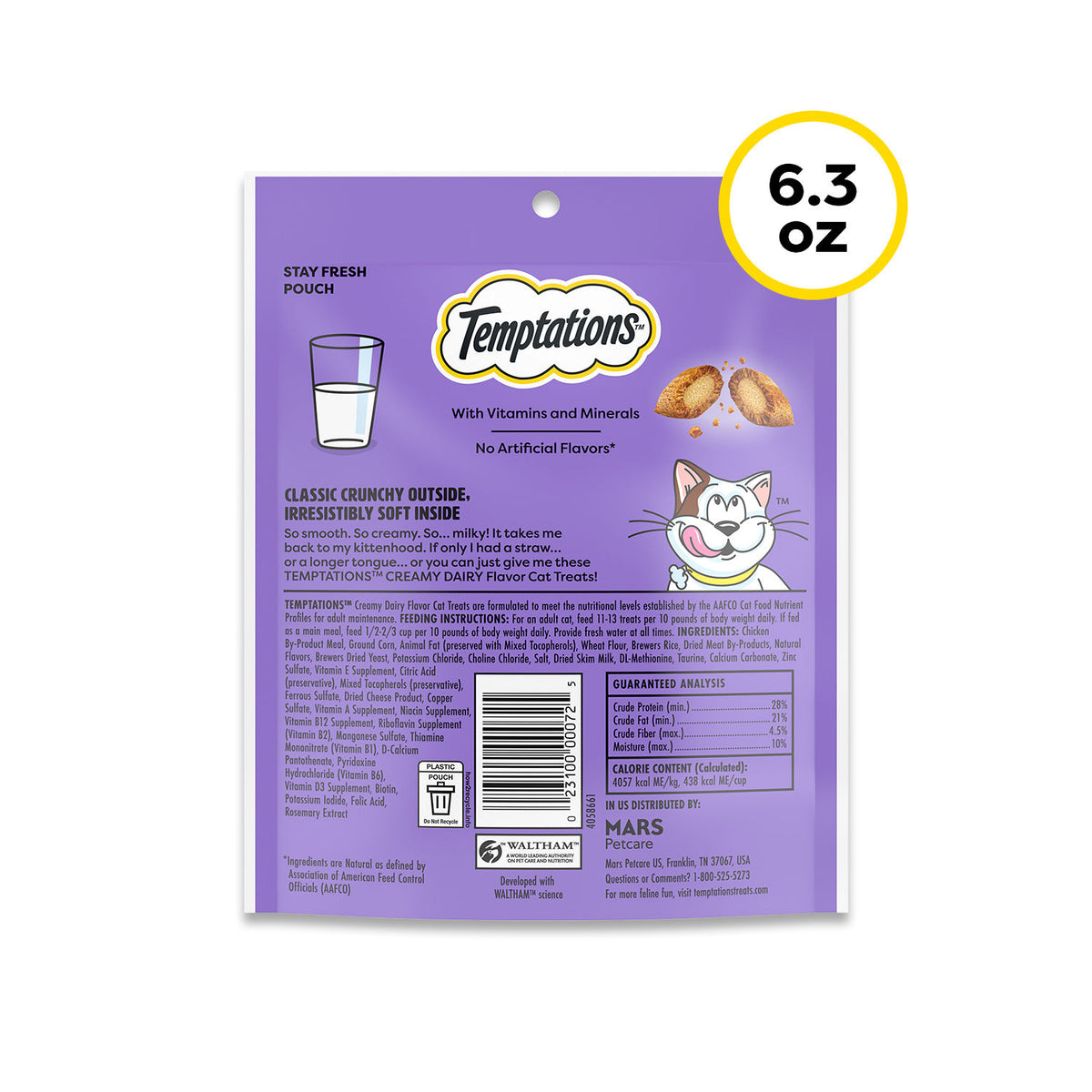Temptations Classic Creamy Dairy Flavor Crunchy And Soft Treats For Cats, 6.3 Oz Pouch — product image 5