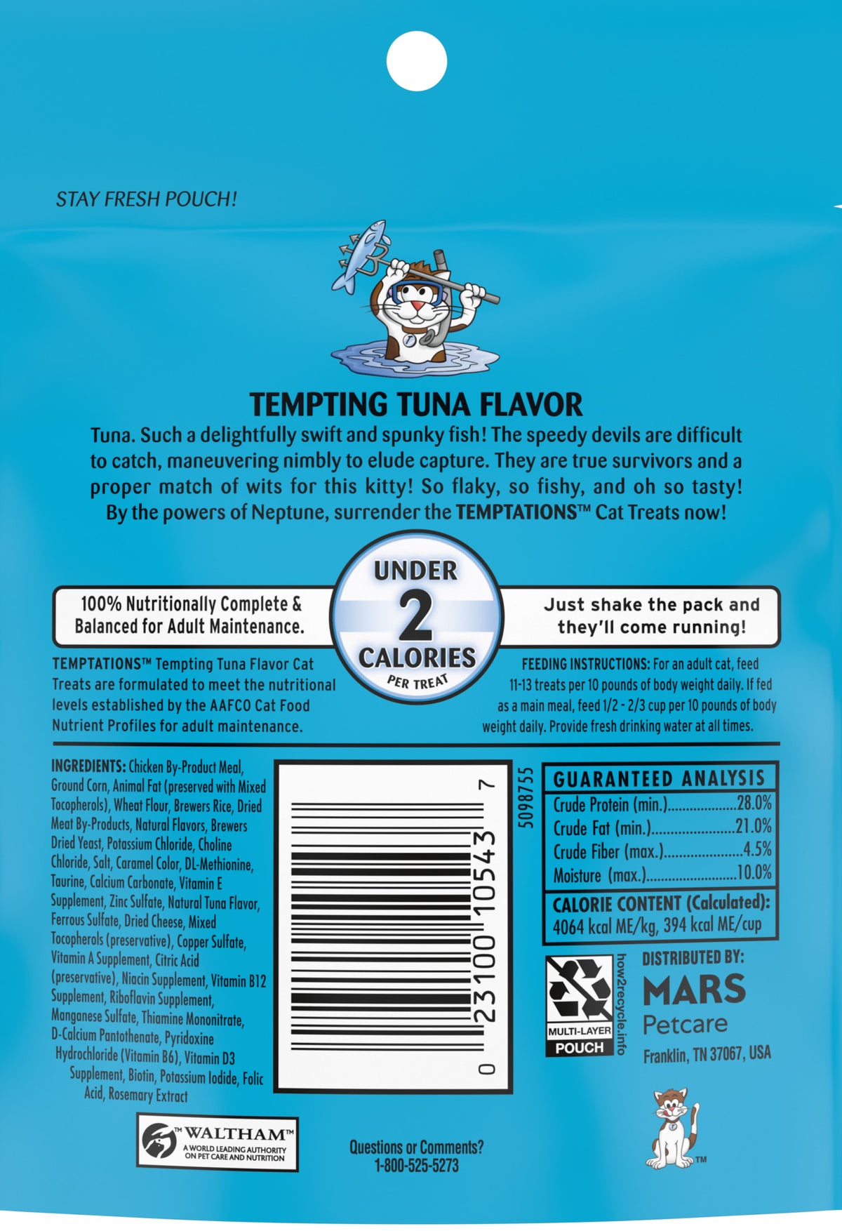 Temptations Classic Tempting Tuna Flavor Crunchy And Soft Treats For Cats, 1.7 Oz Pouch — product image 2