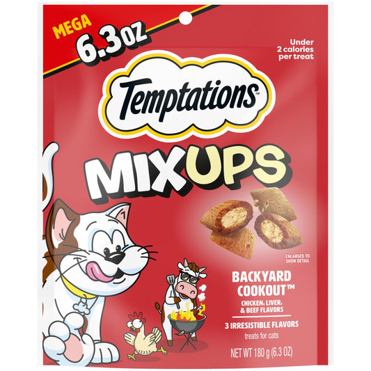 Temptations Mixups Backyard Cookout Flavor Crunchy And Soft Cat Treats, 6.3 Oz Pouch