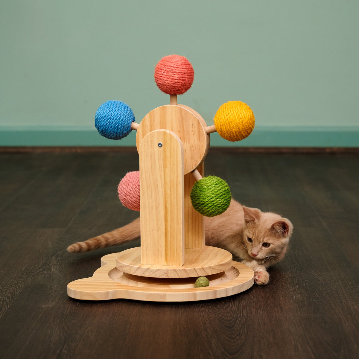 The Complete Interactive Play Center: Pinewood Ferris Wheel Cat Toy — product image 4