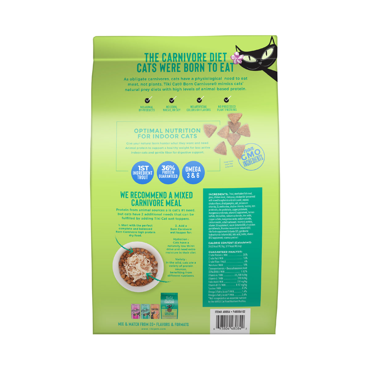 Tiki Cat Born Carnivore Indoor Health Dry Cat Food, Trout & Menhaden Fish Meal, 12 lbs. Bag — product image 2