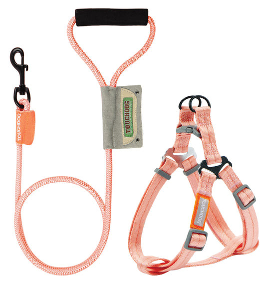 Touchdog 'Macaron' 2-in-1 Durable Nylon Dog Harness and Leash, Pink, Small