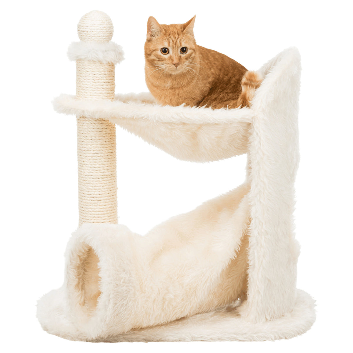 TRIXIE Baza Gandia Plush 26.8" Cat Tree with Sisal Scratching Post-Hammock & Tunnel, Cream — product image 2