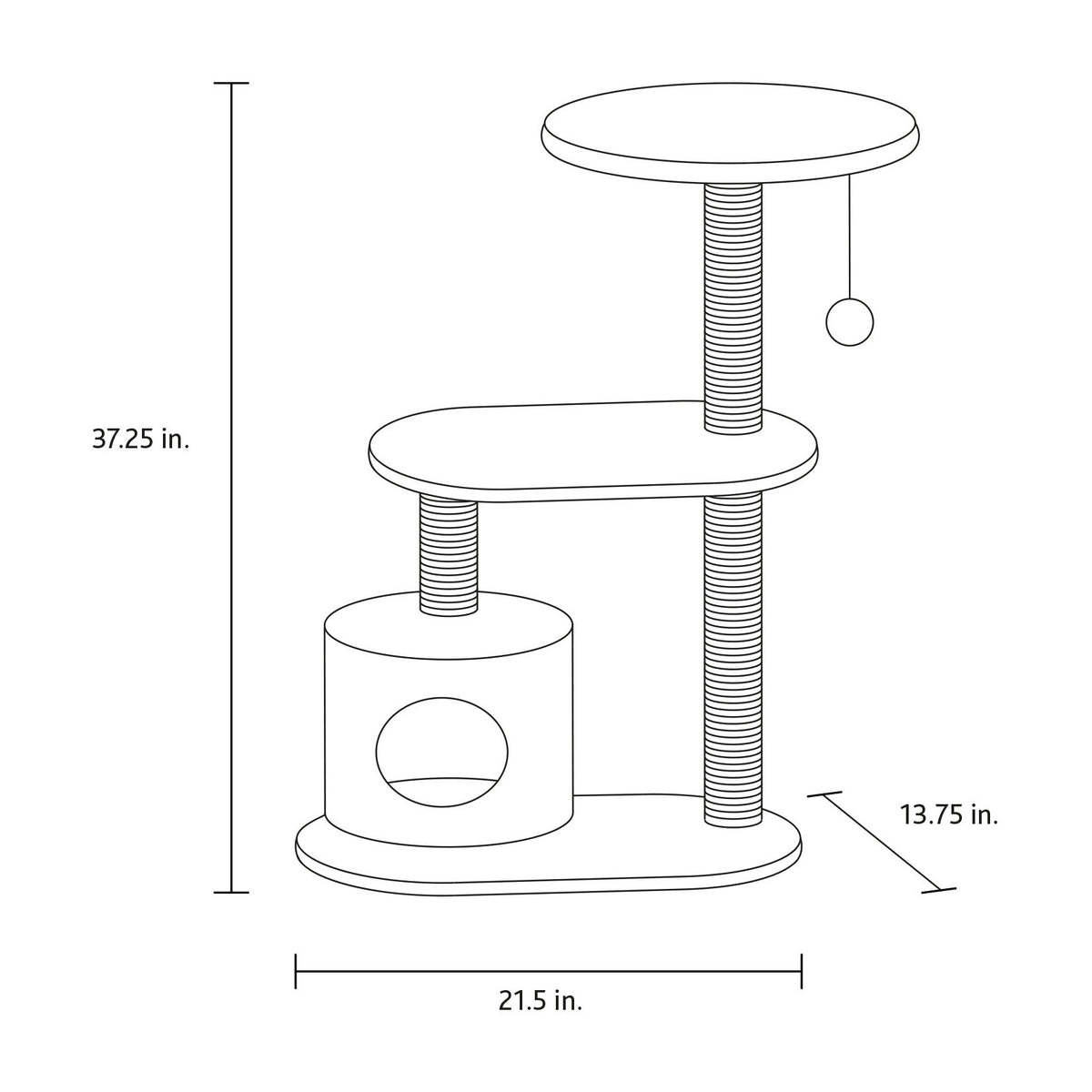 TRIXIE Casta Plush & Sisal 3-Level 37.4" Cat Tree with Scratching Posts & Condo, Cream — product image 2