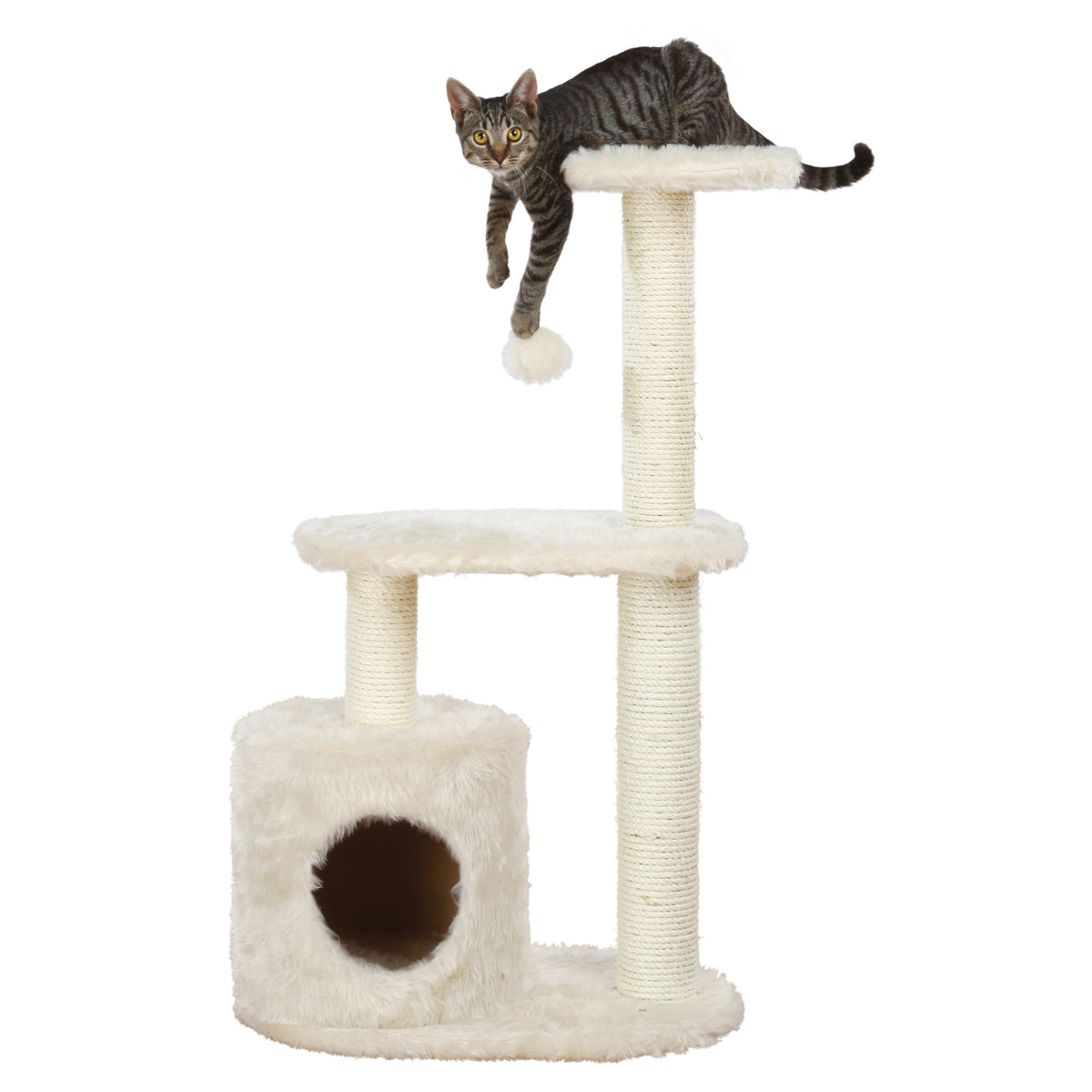 TRIXIE Casta Plush & Sisal 3-Level 37.4" Cat Tree with Scratching Posts & Condo, Cream — product image 3