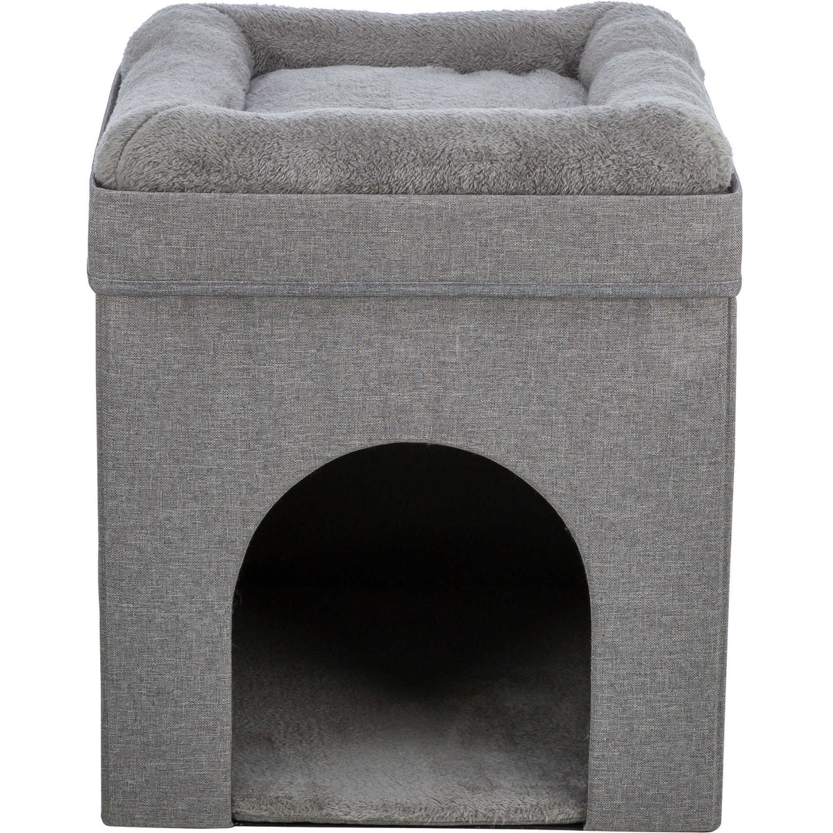TRIXIE Crazy Cube 1-Story Indoor Cat Condo, Cat House with Scratching Pad, Gray