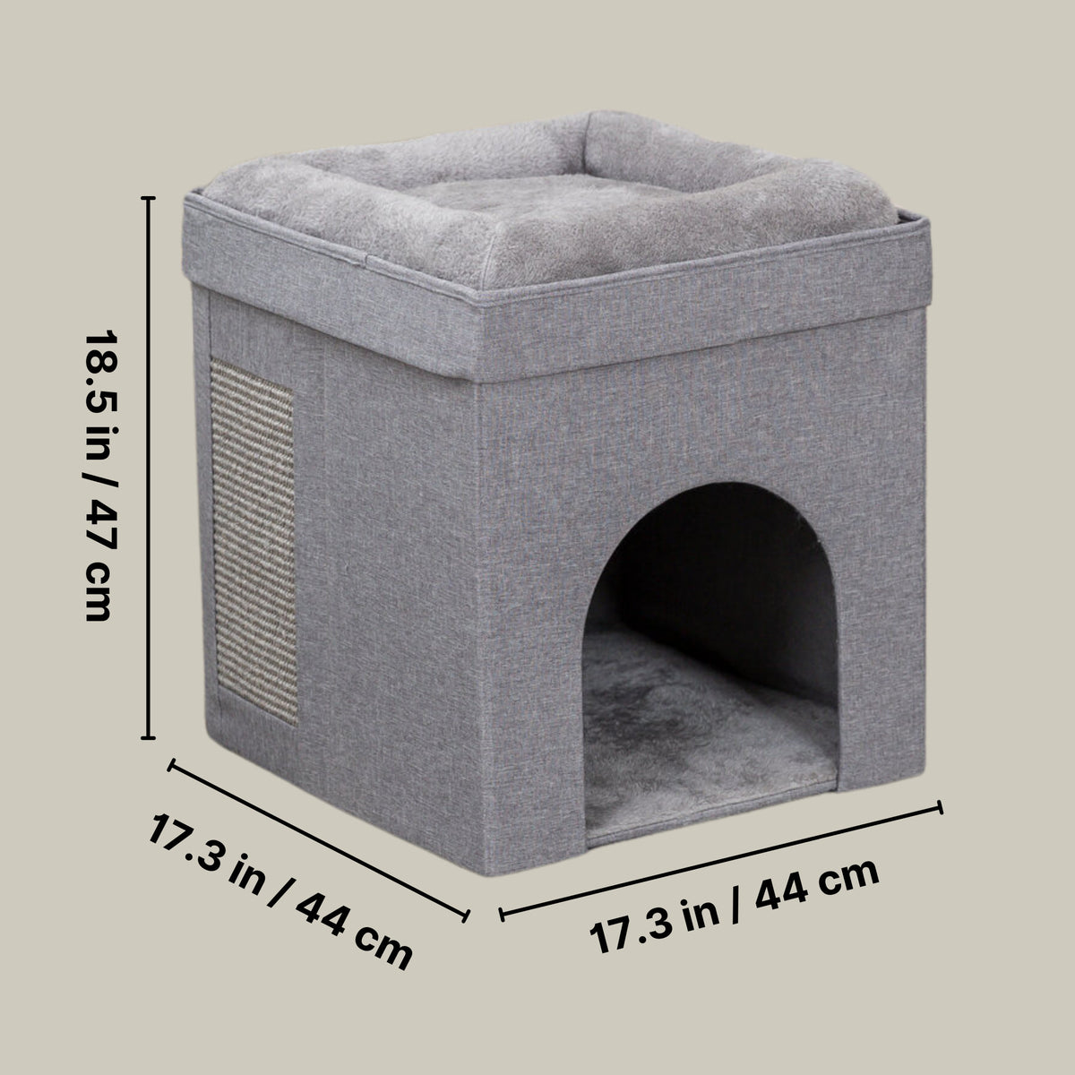 TRIXIE Crazy Cube 1-Story Indoor Cat Condo, Cat House with Scratching Pad, Gray — product image 2