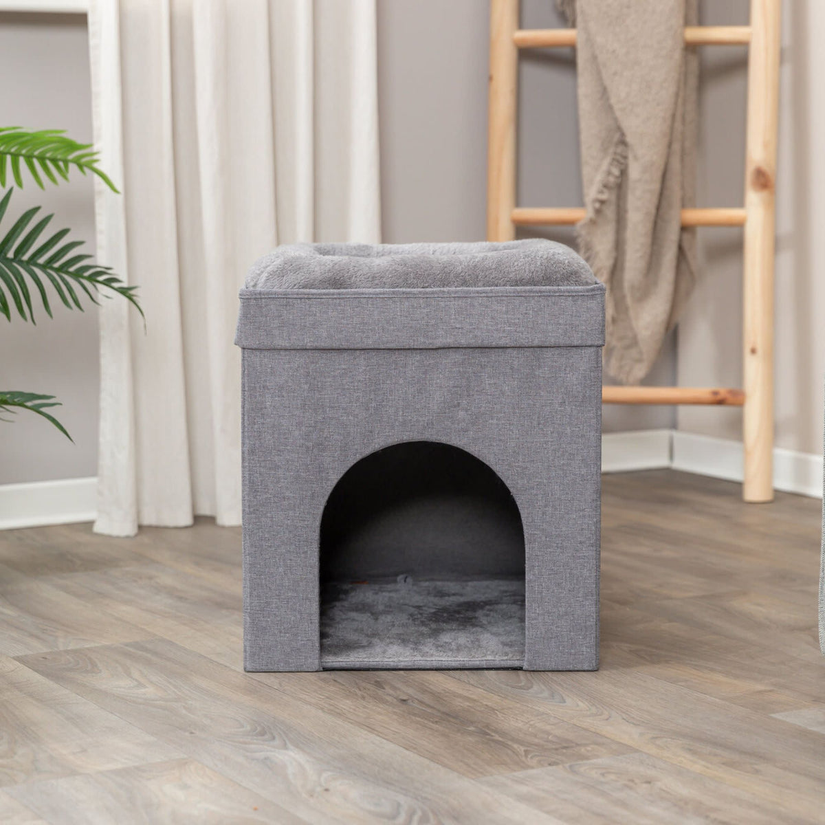 TRIXIE Crazy Cube 1-Story Indoor Cat Condo, Cat House with Scratching Pad, Gray — product image 5