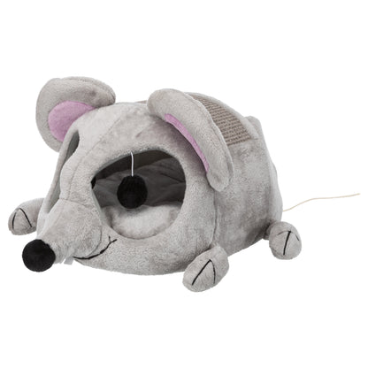 TRIXIE Lukas Plush Indoor Cat Condo with Sisal Scratching Surface & Removable Cushion, Gray