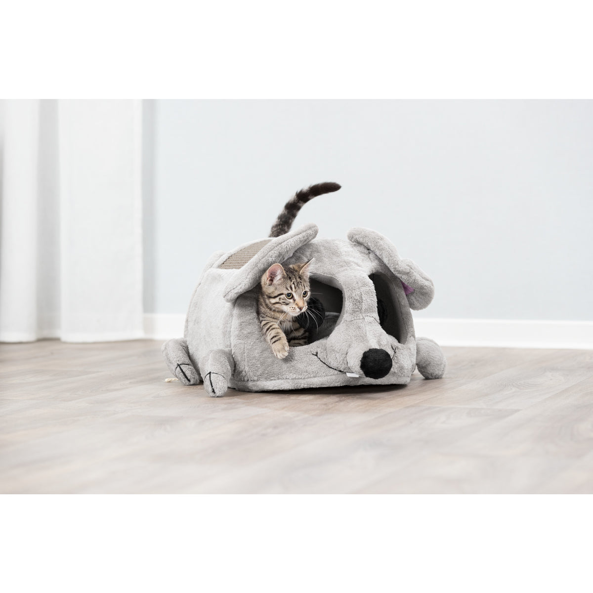 TRIXIE Lukas Plush Indoor Cat Condo with Sisal Scratching Surface & Removable Cushion, Gray — product image 6