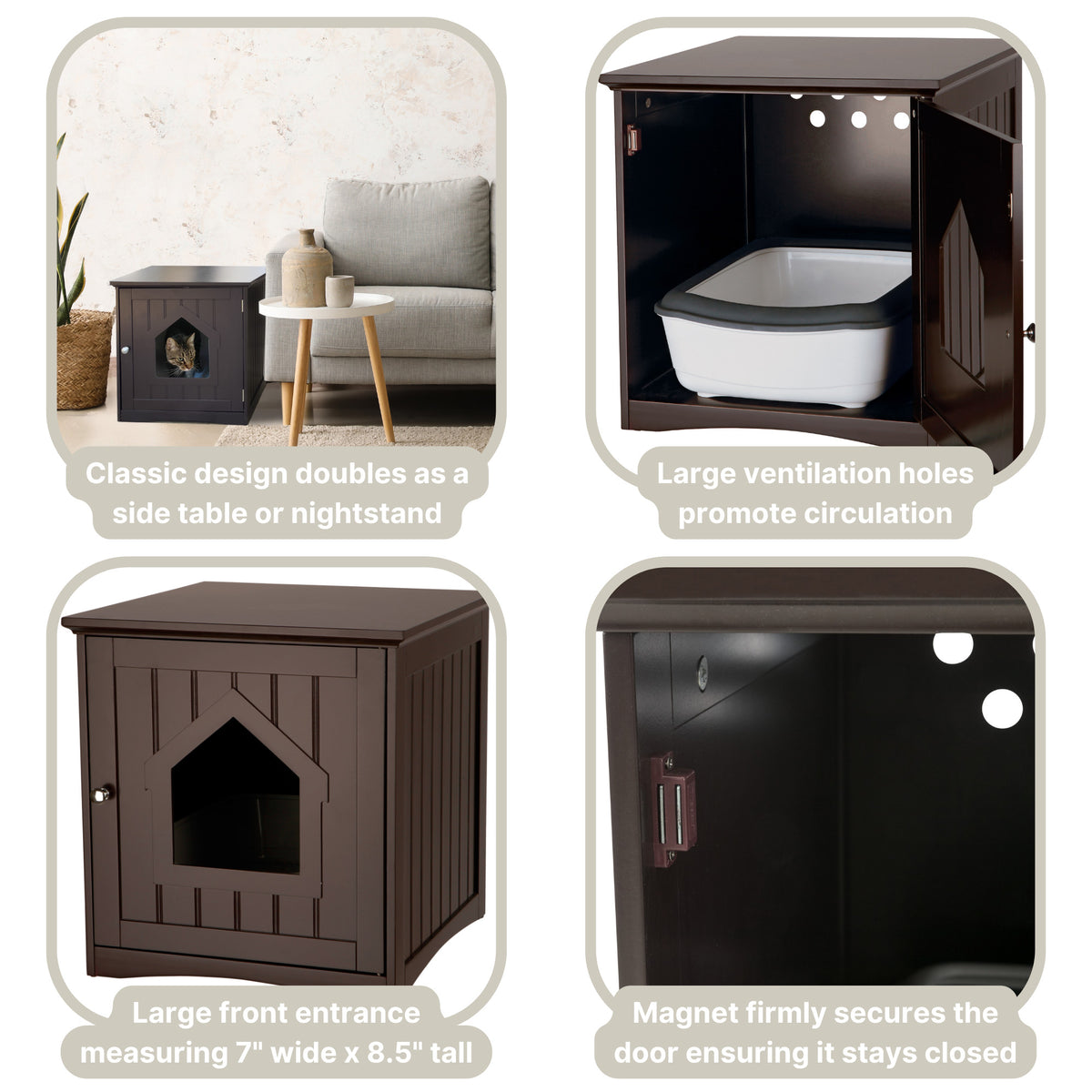 TRIXIE Small Cat Litter Box Enclosure Hidden Litter Indoor Cat Furniture Pet Home Side Table Brown — product image 5