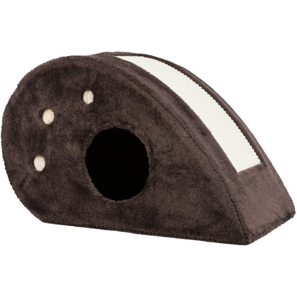 TRIXIE Topi Plush Cover Indoor Cat Condo with Sisal Scratching Surface & Cat Toys, Brown