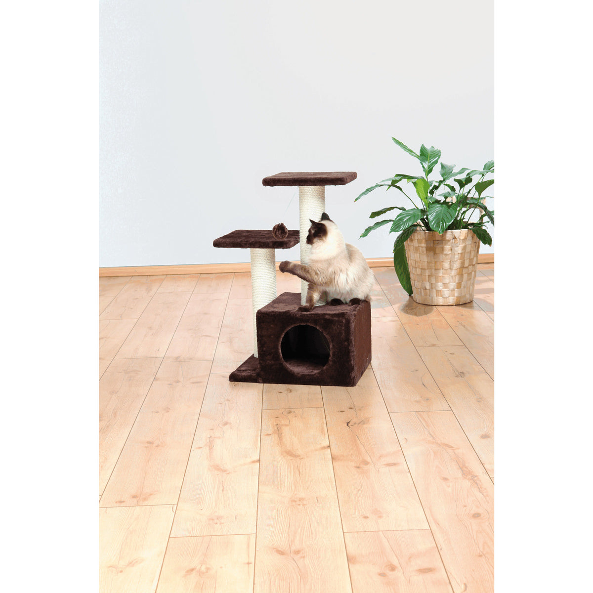 TRIXIE Valencia Plush & Sisal 3-Level 28" Cat Tree with Scratching Posts & Condo, Brown — product image 3