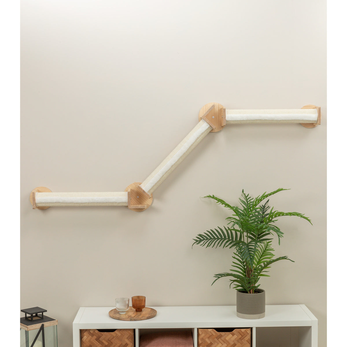 TRIXIE Wall Set 2 Multi-Level Wall Mounted Cat Perch System with 3 Sisal Posts, Natural — product image 2