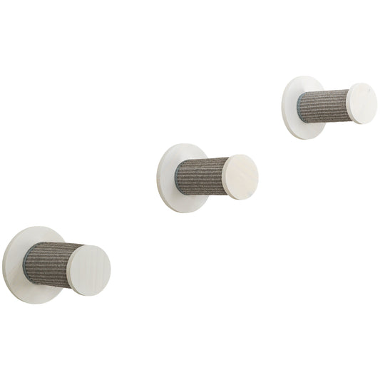 TRIXIE Wall Set 3 Wall Mounted Sisal Cat Perch System with 3 Scratcher Steps, Gray
