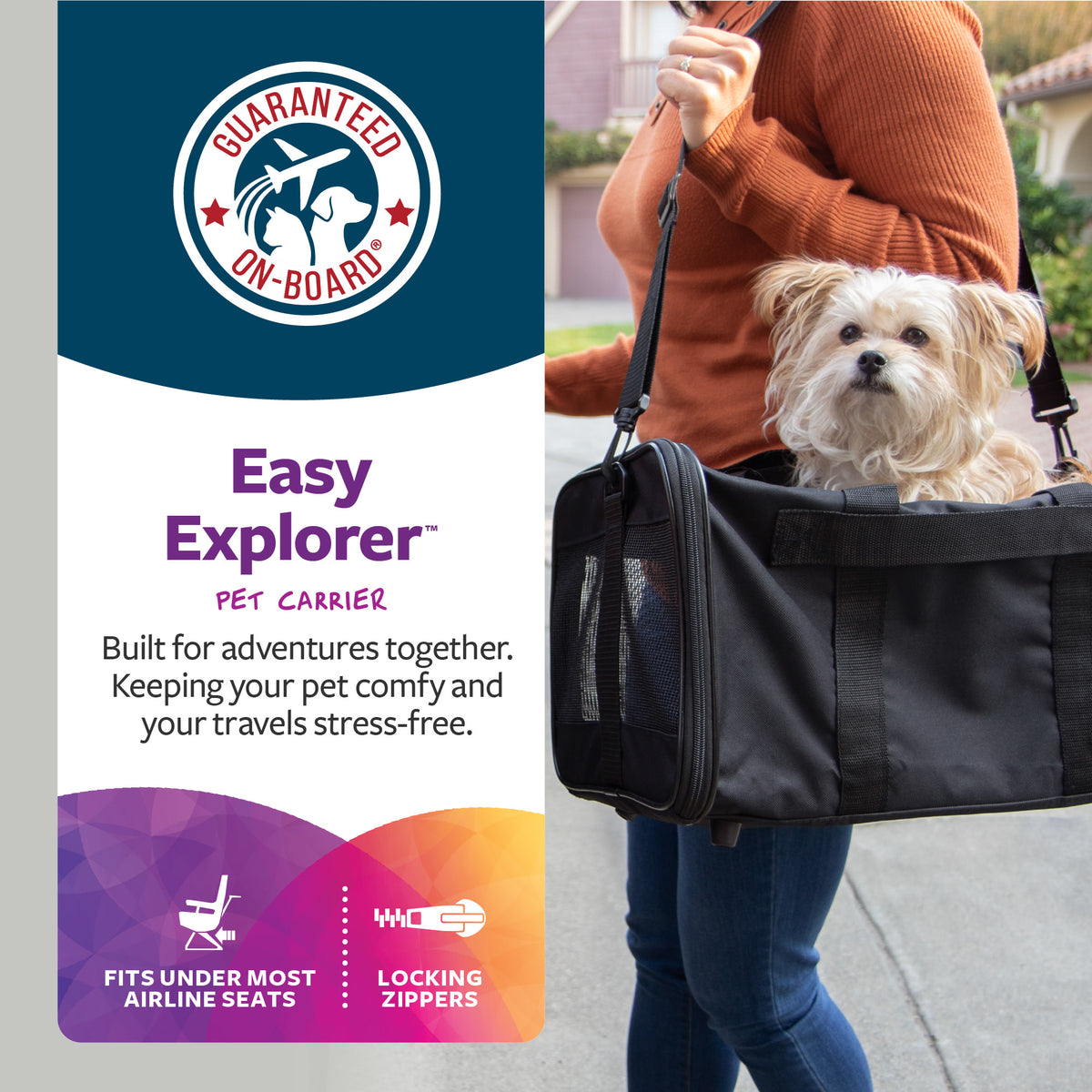 TrustyPup Easy Explorer Medium Guaranteed On-Board Travel Pet Carrier, Black, 16 lb Limit — product image 2