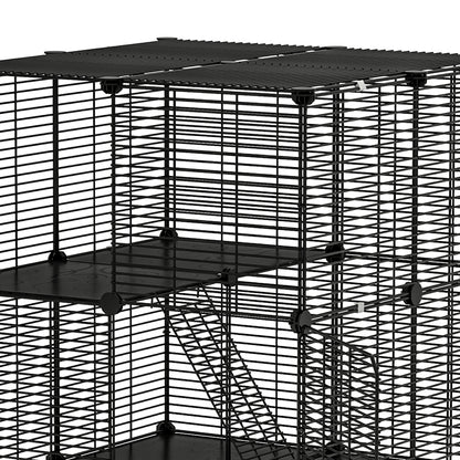 Uforic 2 Tier Cat Cage, Indoor Cat Enclosure DIY Cat Playpen Metal Kennel for 1-2 Cats,28"L x 28"W x 28"H,Black — product image 8