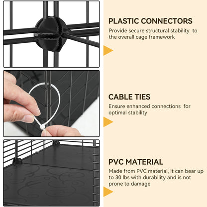 Uforic 2-Tier Cat Cage,Indoor DIY Pet Playpen Metal Cat Kennel for 1-2 Cats, Ferrets, Chinchillas, Rabbits, Kittens,Travel and Camping,28"L x 28"W x 28"H,Black — product image 3