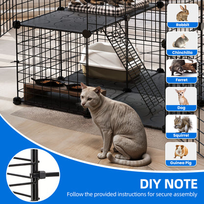 Uforic 28" Cat Cage, 2 Tier Indoor Cat Enclosures, DIY Cat Playpen Metal Kennel for 1-2 Cats,28"L x 28"W x 28"H,Black — product image 6