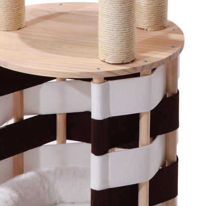 Uforic 40 in Solid Pine Wood Cat Tree, Multi-Level Cat Tower with Cat House, Observation Perches, Plush Bed & Sisal Scratching Posts, Indoor Cat Furniture — product image 9