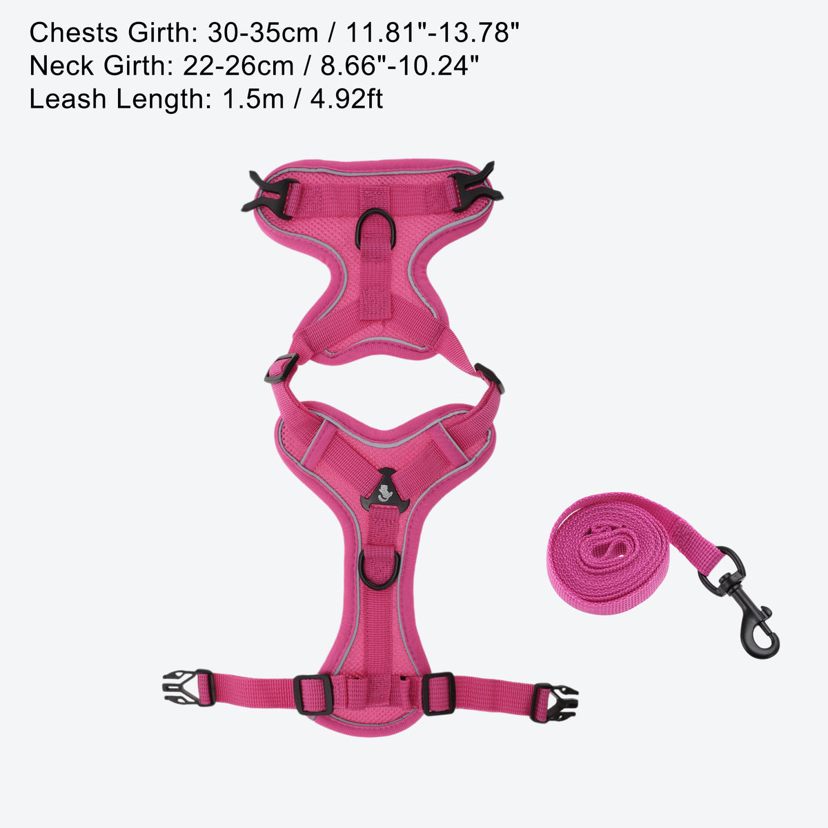 Unique Bargains Adjustable Cat Harness Leash Set With Reflective Strips Rose Red S — product image 4