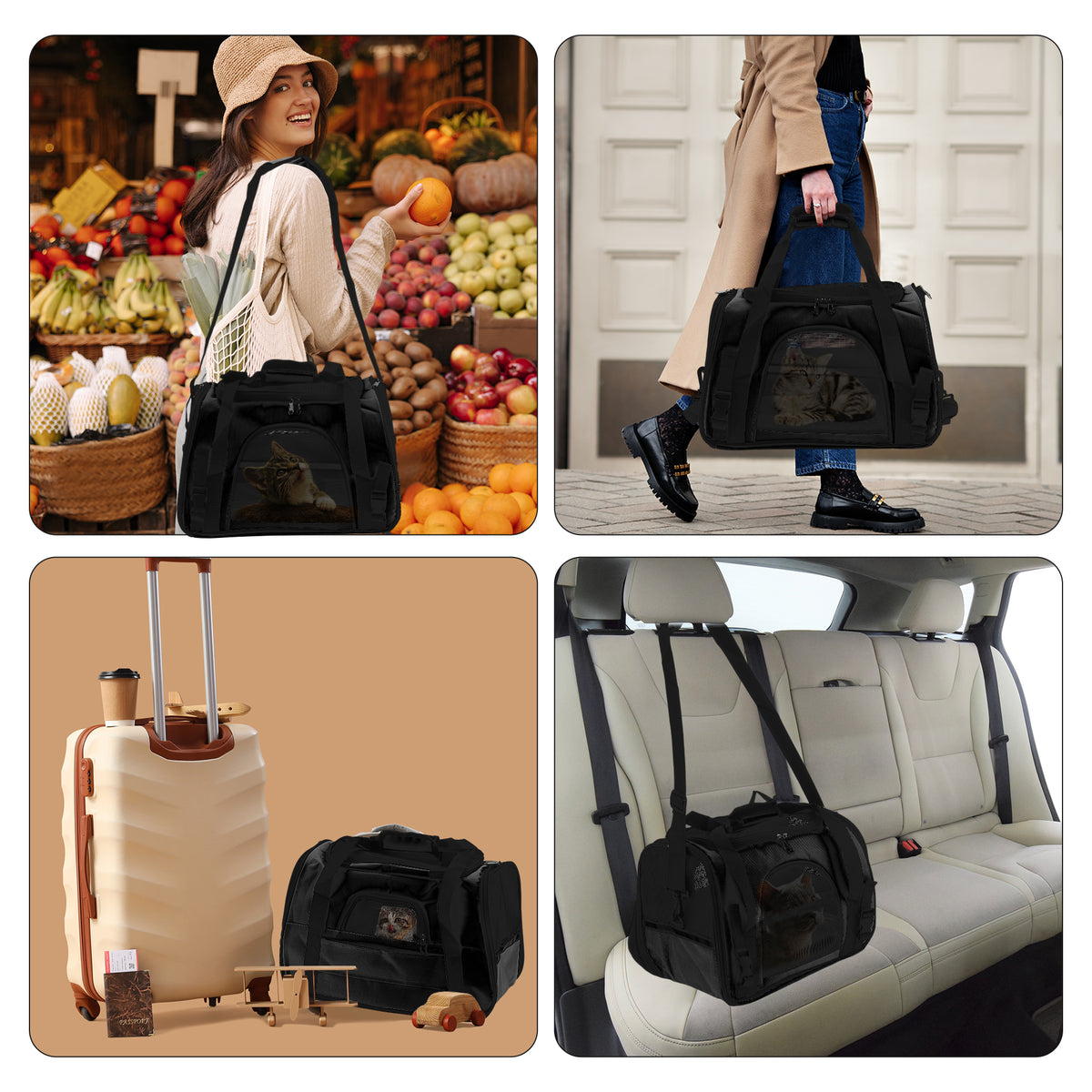 Unique Bargains Foldable Pet Carrier Bag  with Removable Plush Mat Black — product image 6