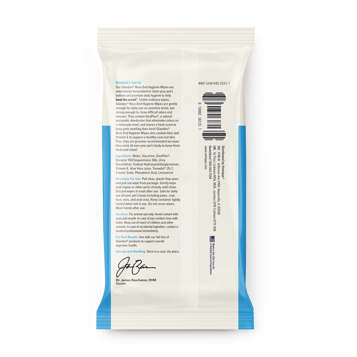 Vetnique Labs Glandex Pet Wipes, Cleaning & Deodorizing, Fresh Scent, for Dogs & Cats, 40 Count — product image 3
