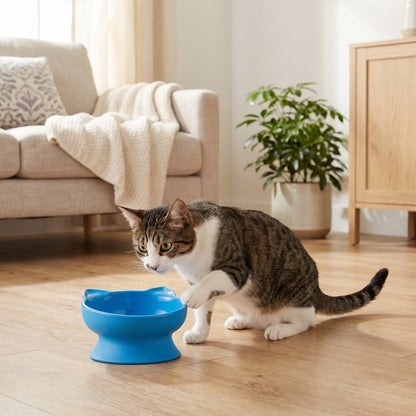 Vibrant Life 0.8-Cup Plastic Elevated Cat Ear Bowl, Blue — product image 3