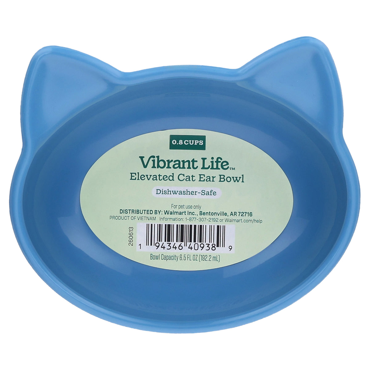 Vibrant Life 0.8-Cup Plastic Elevated Cat Ear Bowl, Blue — product image 7