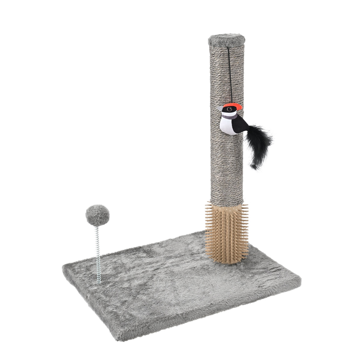 Vibrant Life 19" Cat Scratcher Post with Interactive Toy, Gray