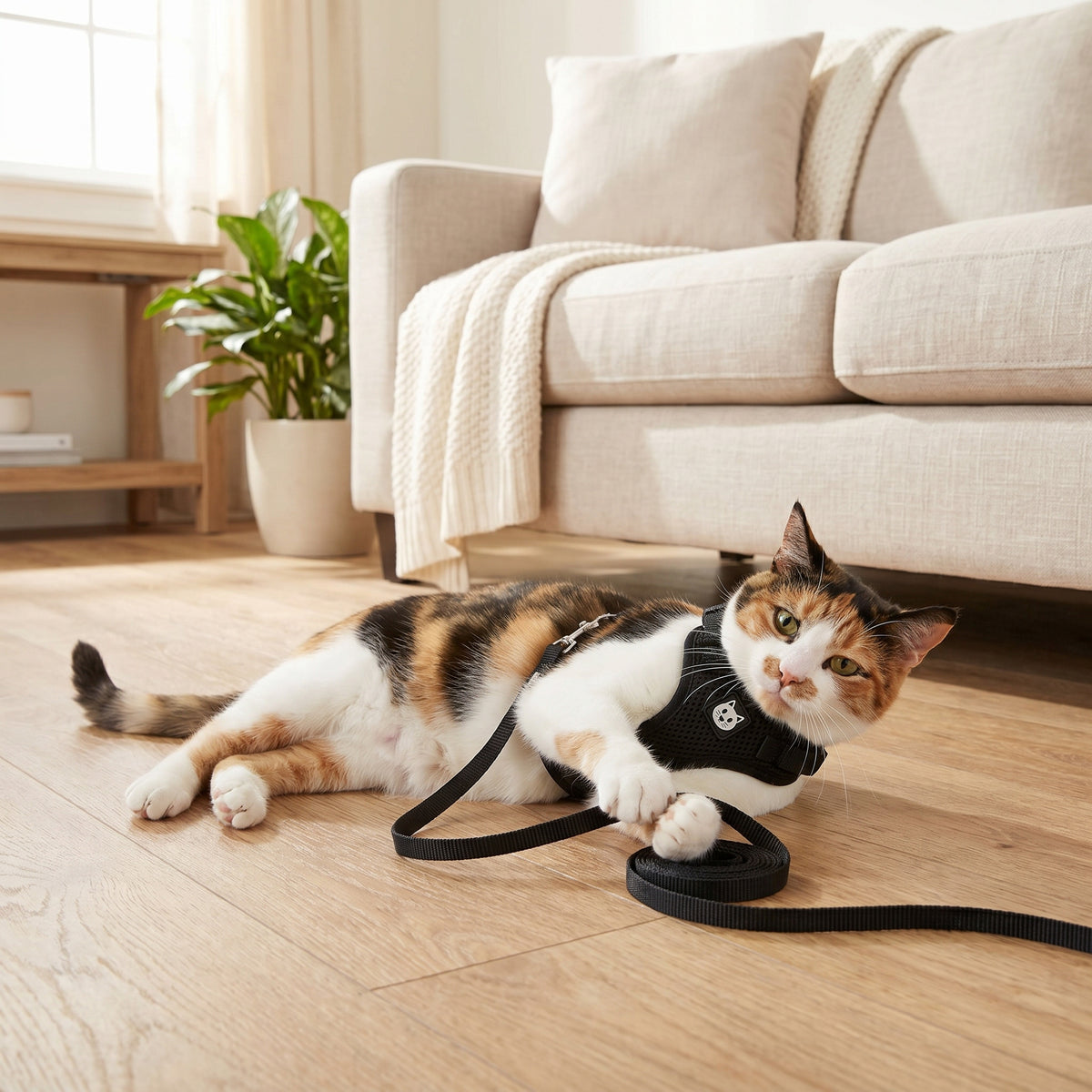 Vibrant Life Adjustable Cat Harness and Leash Set, Black, One Size — product image 3