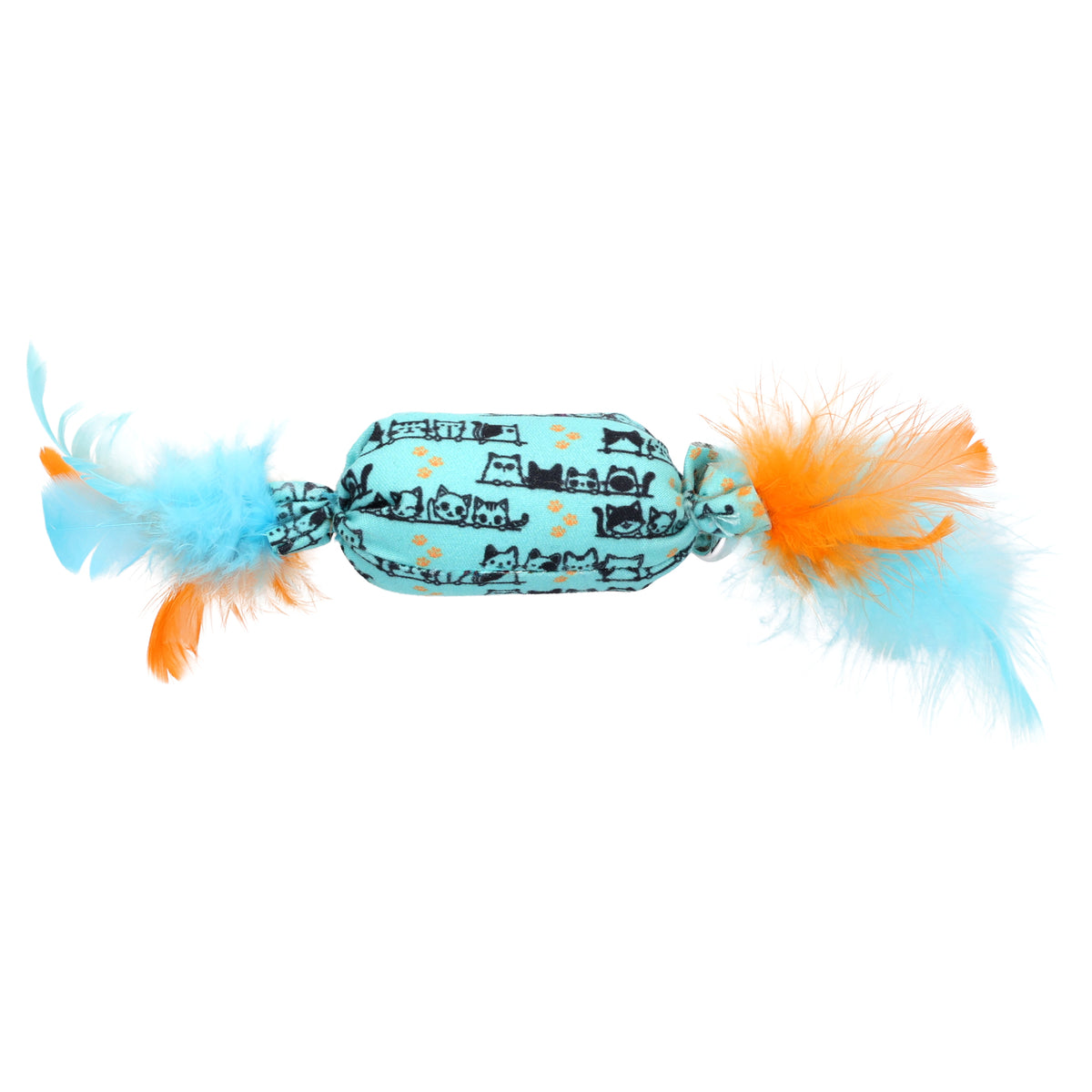 Vibrant Life Blue Candy-Shaped Catnip Cat Toy with Feathers