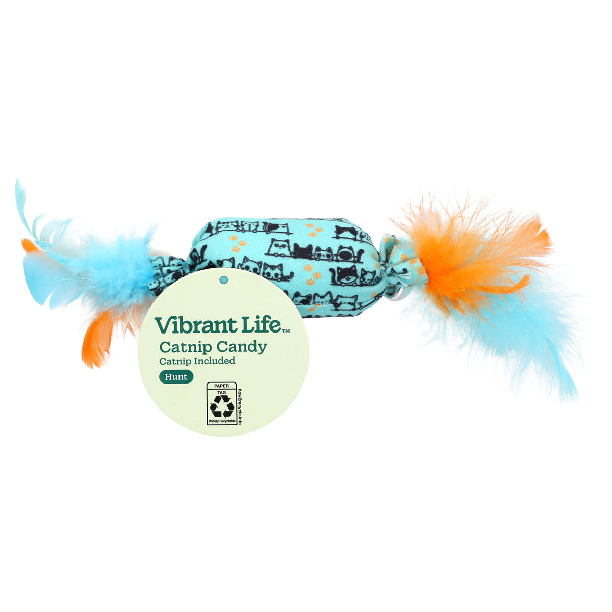 Vibrant Life Blue Candy-Shaped Catnip Cat Toy with Feathers — product image 6
