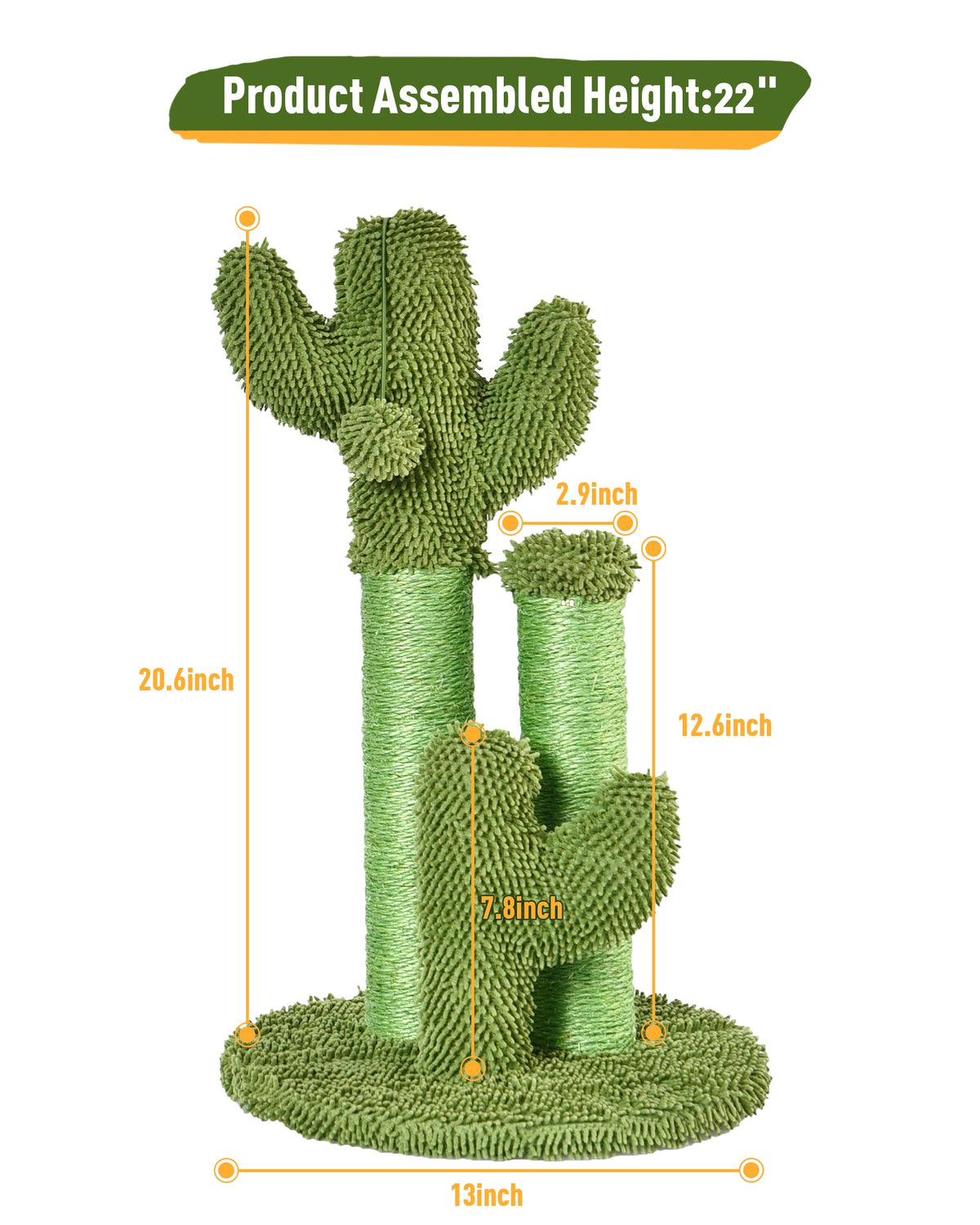 Vibrant Life Cactus Cat Scratching Post with Toy Ball, Green — product image 2